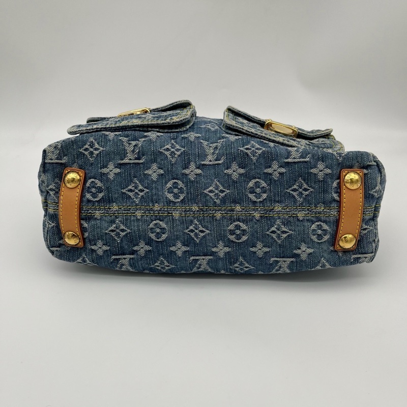 「JL精品代購」LV藍色牛仔丹寧曼哈頓單肩腋下包-11