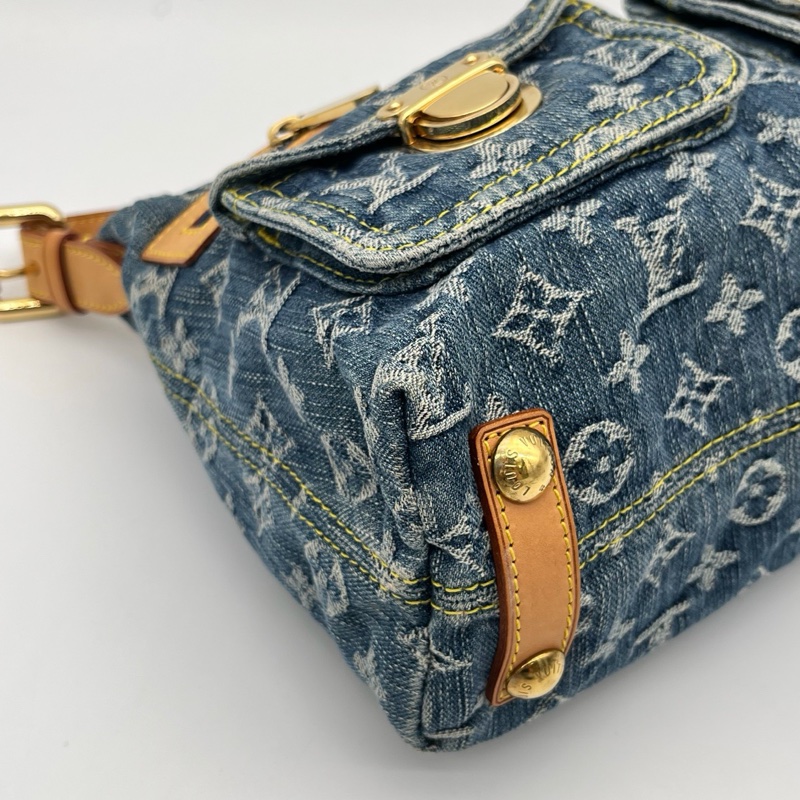「JL精品代購」LV藍色牛仔丹寧曼哈頓單肩腋下包-12