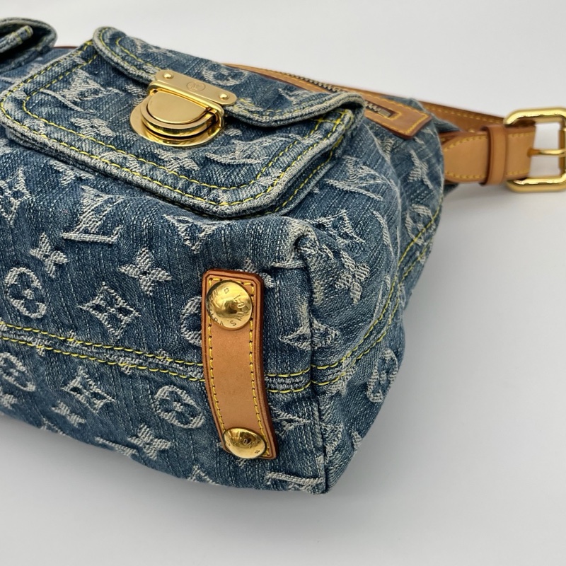 「JL精品代購」LV藍色牛仔丹寧曼哈頓單肩腋下包-13