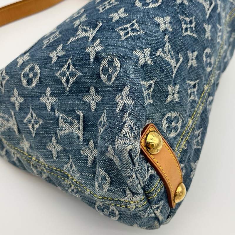 「JL精品代購」LV藍色牛仔丹寧曼哈頓單肩腋下包-14