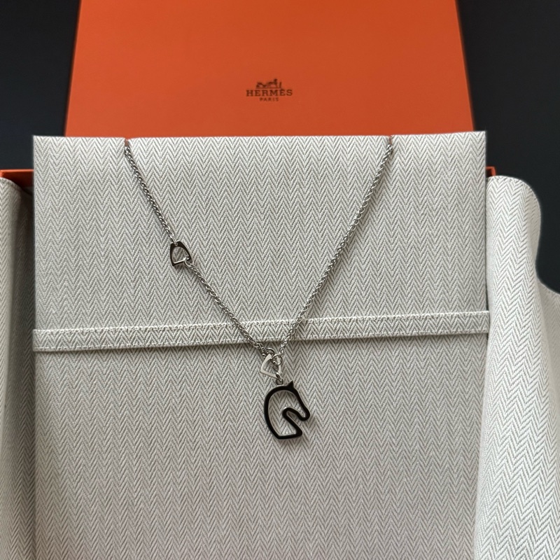 Hermes Tonnerre Small Model 黑銀 項鏈 Necklace-2