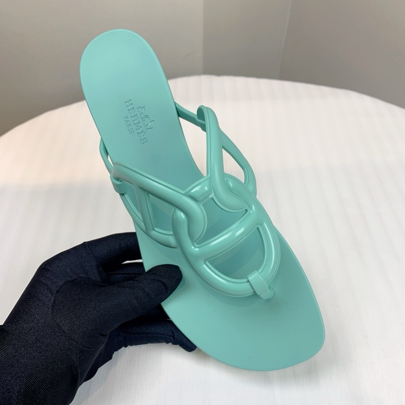 愛馬仕/Hermes Egerie 全新未使用女士藍色豬鼻子人字拖涼鞋 清爽的Tiffany藍超適合夏天 配件:盒子,塵袋 36碼-2