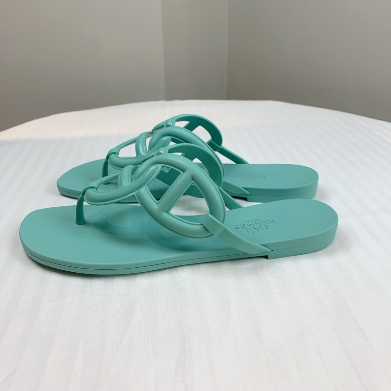 愛馬仕/Hermes Egerie 全新未使用女士藍色豬鼻子人字拖涼鞋 清爽的Tiffany藍超適合夏天 配件:盒子,塵袋 36碼-3