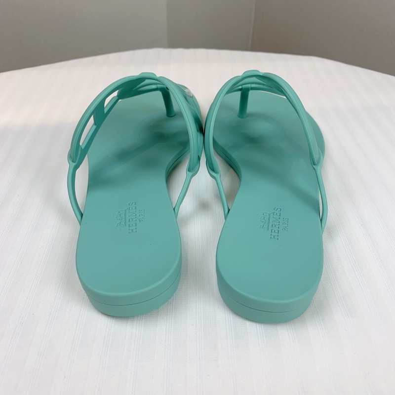 愛馬仕/Hermes Egerie 全新未使用女士藍色豬鼻子人字拖涼鞋 清爽的Tiffany藍超適合夏天 配件:盒子,塵袋 36碼-4