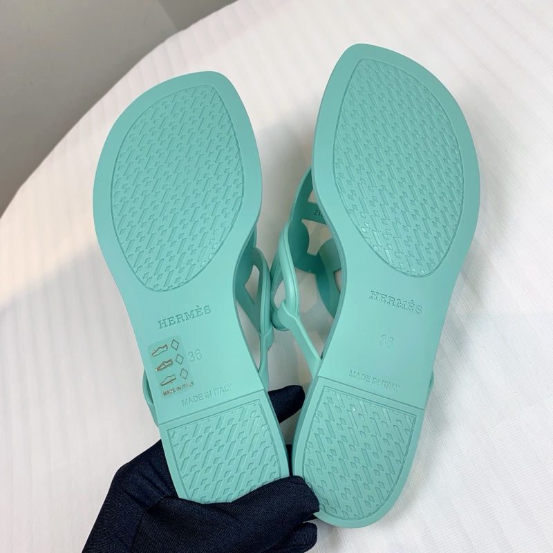愛馬仕/Hermes Egerie 全新未使用女士藍色豬鼻子人字拖涼鞋 清爽的Tiffany藍超適合夏天 配件:盒子,塵袋 36碼-5