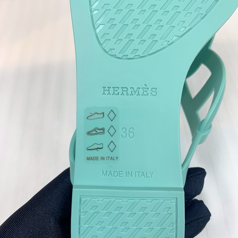 愛馬仕/Hermes Egerie 全新未使用女士藍色豬鼻子人字拖涼鞋 清爽的Tiffany藍超適合夏天 配件:盒子,塵袋 36碼-6