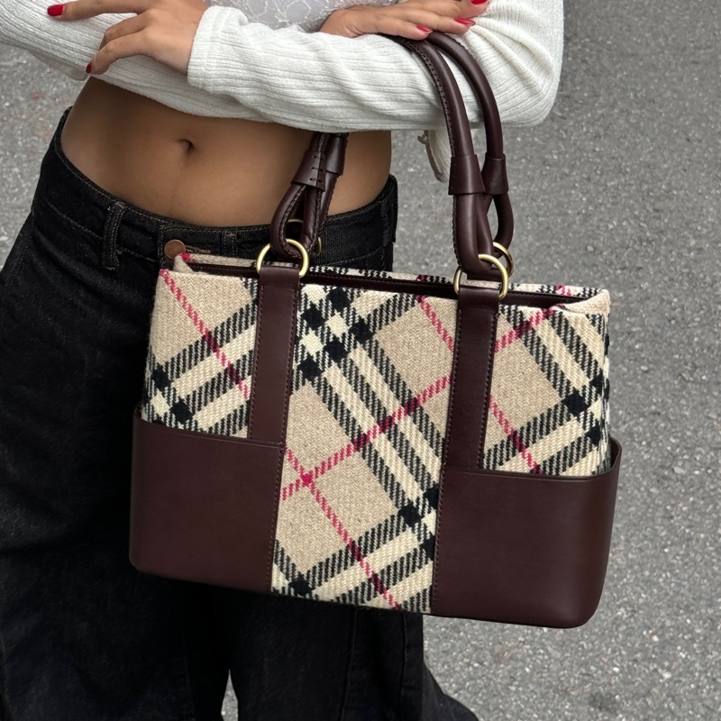 【全新品閒置🎁】 Burberry 巴寶莉 羊毛格紋 肩背手提包 （專櫃93,000）-20