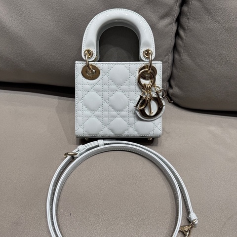 【98新 ✨ 全網最低價！】Dior/迪奧 冰川藍漆皮超mini戴妃包小廢包（下單前先詢問庫存❗️）