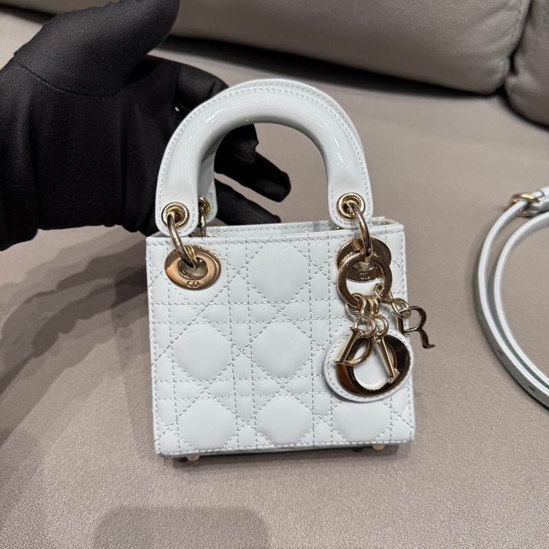 【98新 ✨ 全網最低價!】Dior/迪奧 冰川藍漆皮超mini戴妃包小廢包(下單前先詢問庫存❗️)-1