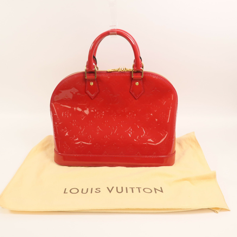 LOUIS VUITTON Monogram Vernis Alma MM金扣手挽袋-8