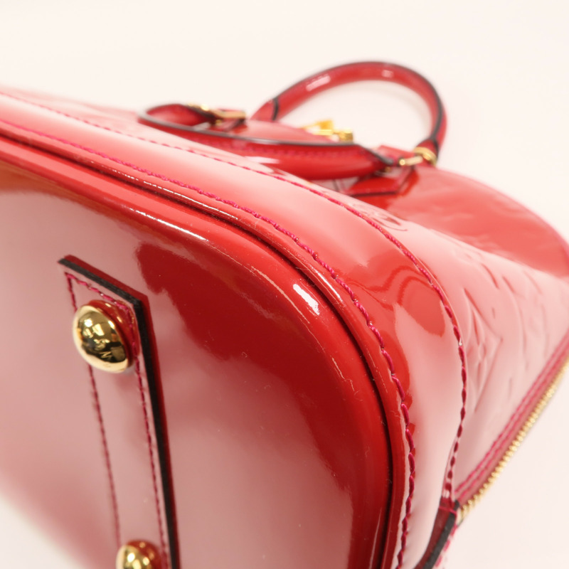 LOUIS VUITTON Monogram Vernis Alma MM金扣手挽袋-11