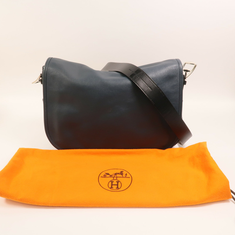 HERMES Sikkim皮革Barda 35銀扣肩背袋-8