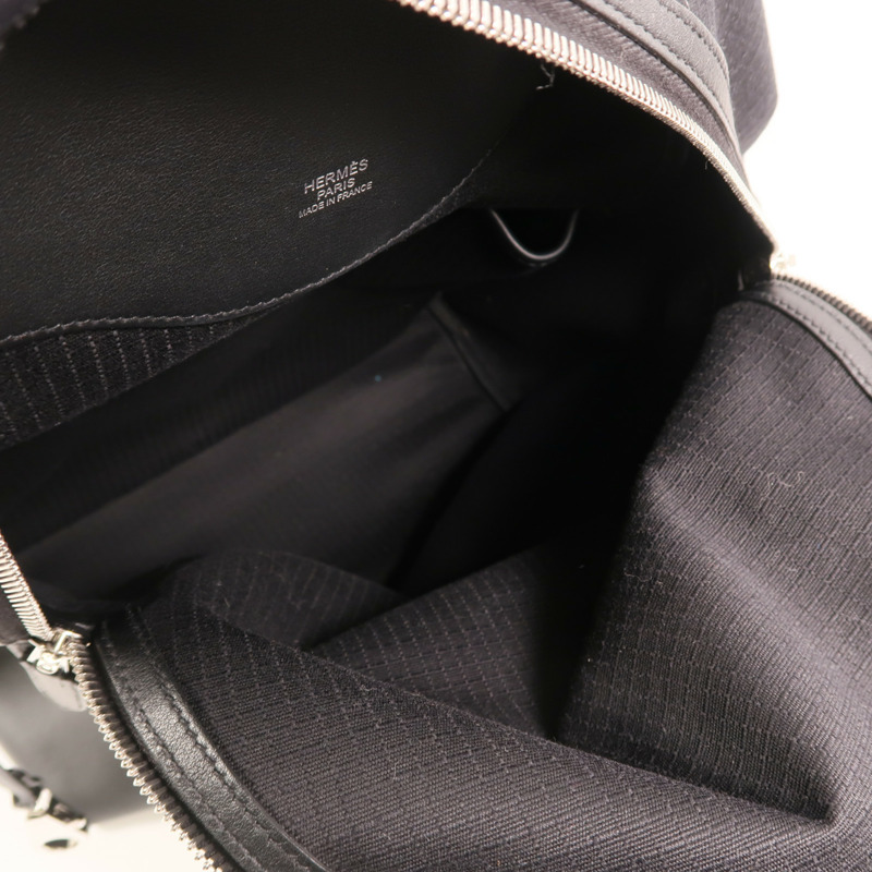 HERMES 帆布/Swift皮革Allback backpack銀扣背包-5