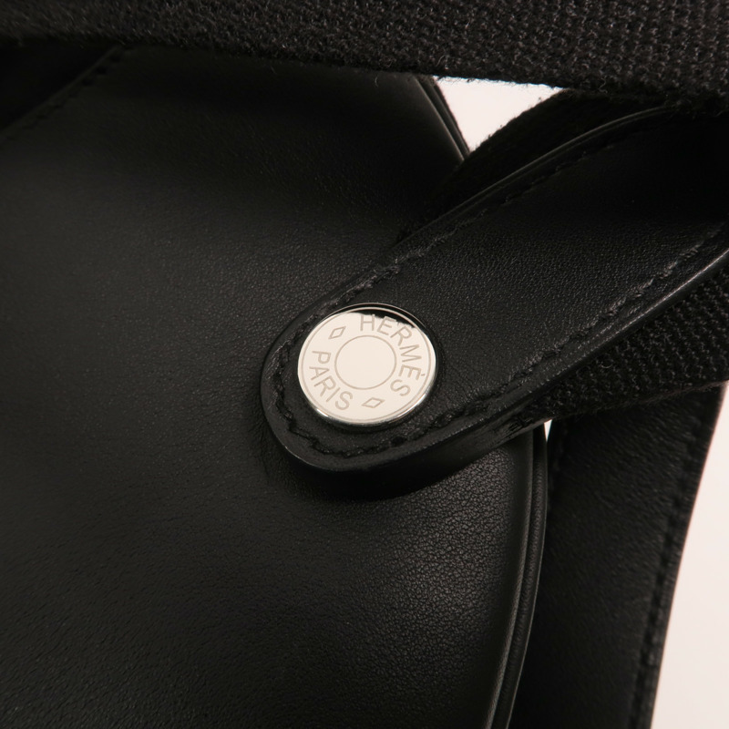 HERMES 帆布/Swift皮革Allback backpack銀扣背包-10
