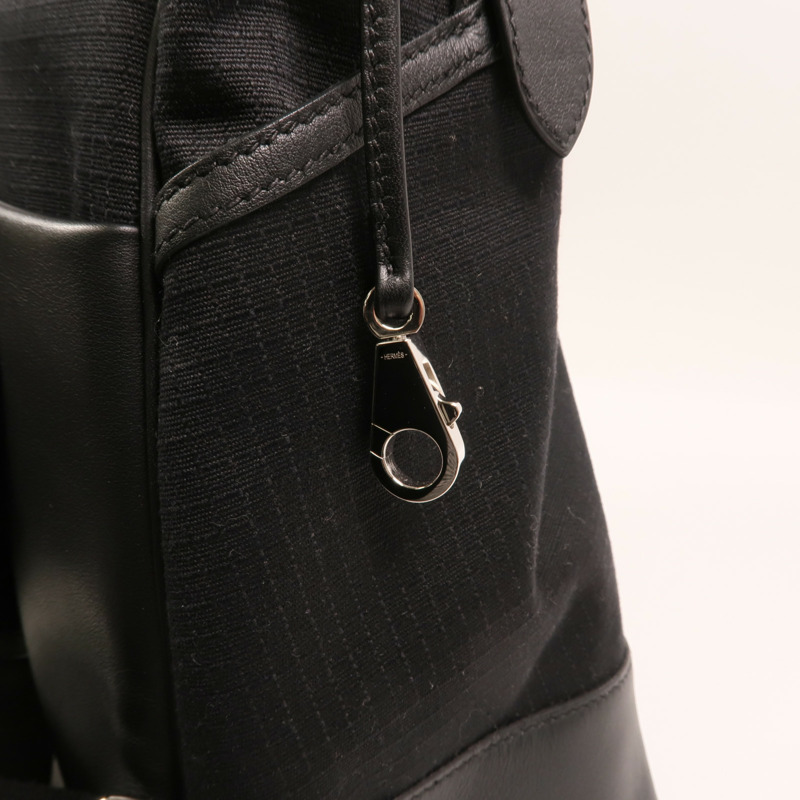 HERMES 帆布/Swift皮革Allback backpack銀扣背包-11