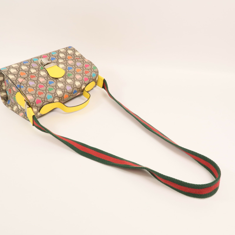 GUCCI 塗層帆布Children GG Supreme銀扣手挽肩背兩用袋-8