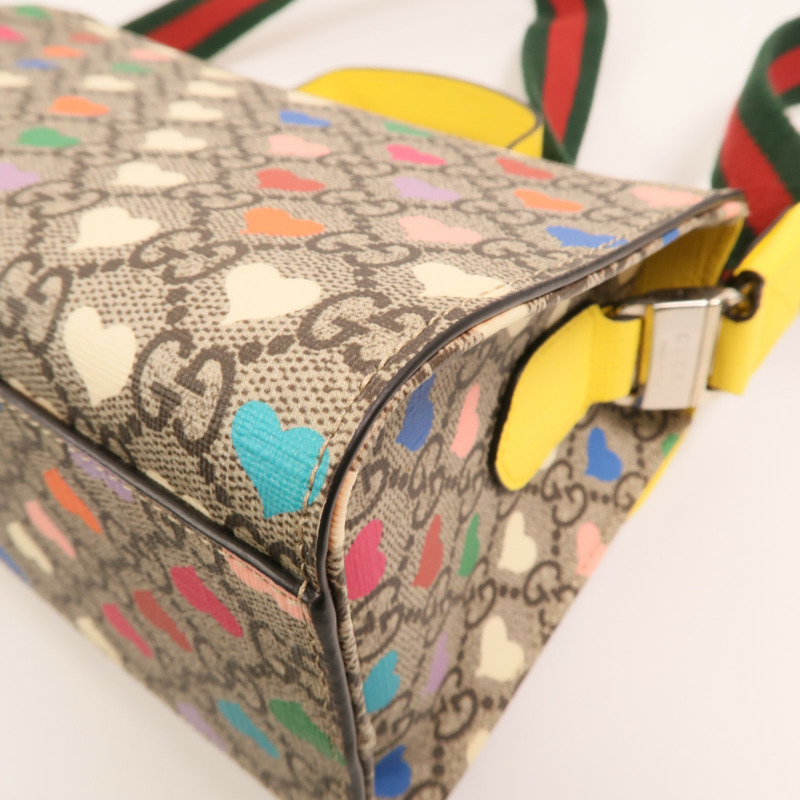 GUCCI 塗層帆布Children GG Supreme銀扣手挽肩背兩用袋-13