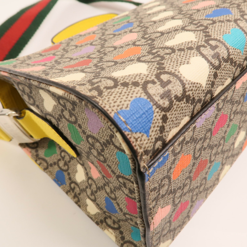 GUCCI 塗層帆布Children GG Supreme銀扣手挽肩背兩用袋-14