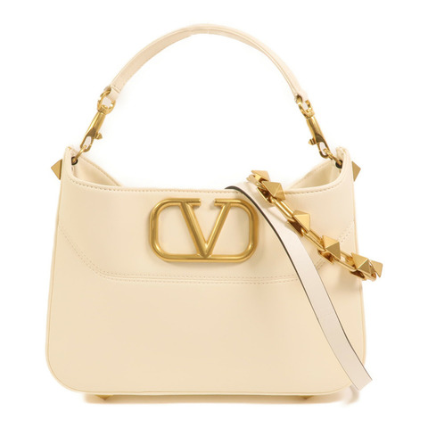 Valentino 牛皮皮革Stud Sign V Logo Bag金扣手挽肩背兩用袋