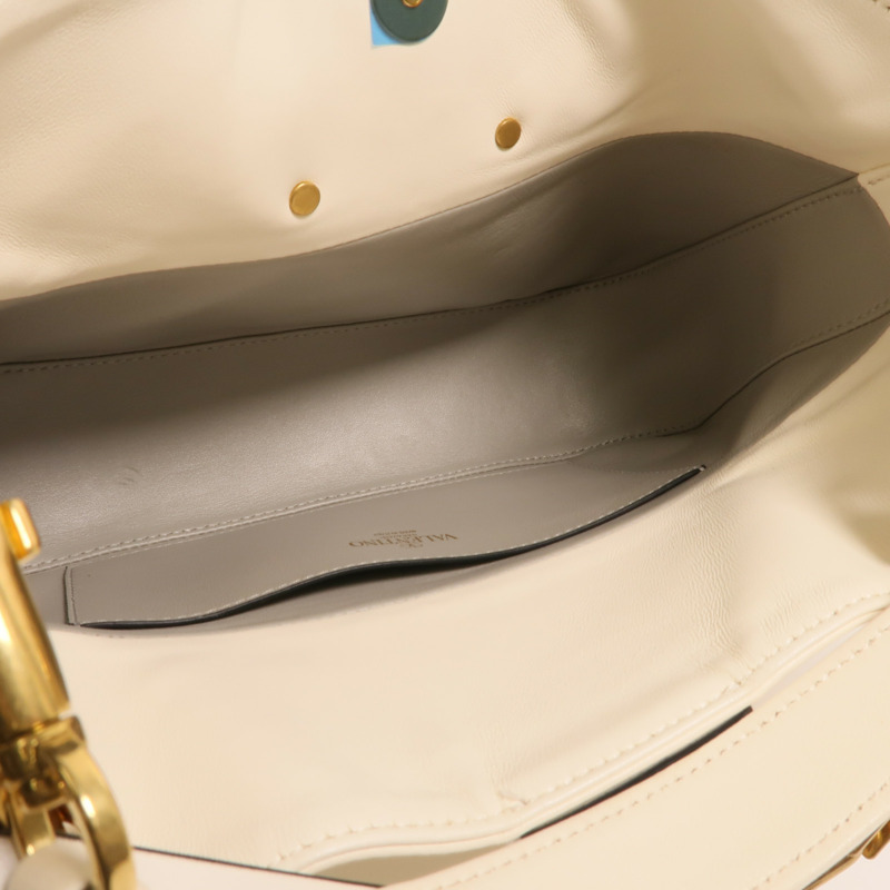 Valentino 牛皮皮革Stud Sign V Logo Bag金扣手挽肩背兩用袋-4