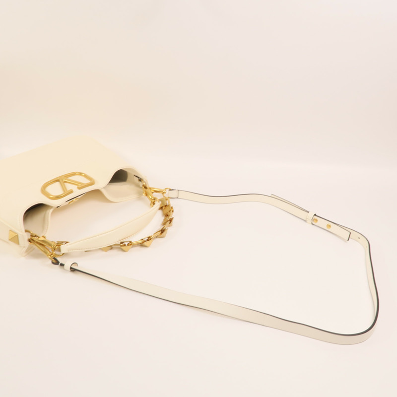 Valentino 牛皮皮革Stud Sign V Logo Bag金扣手挽肩背兩用袋-6