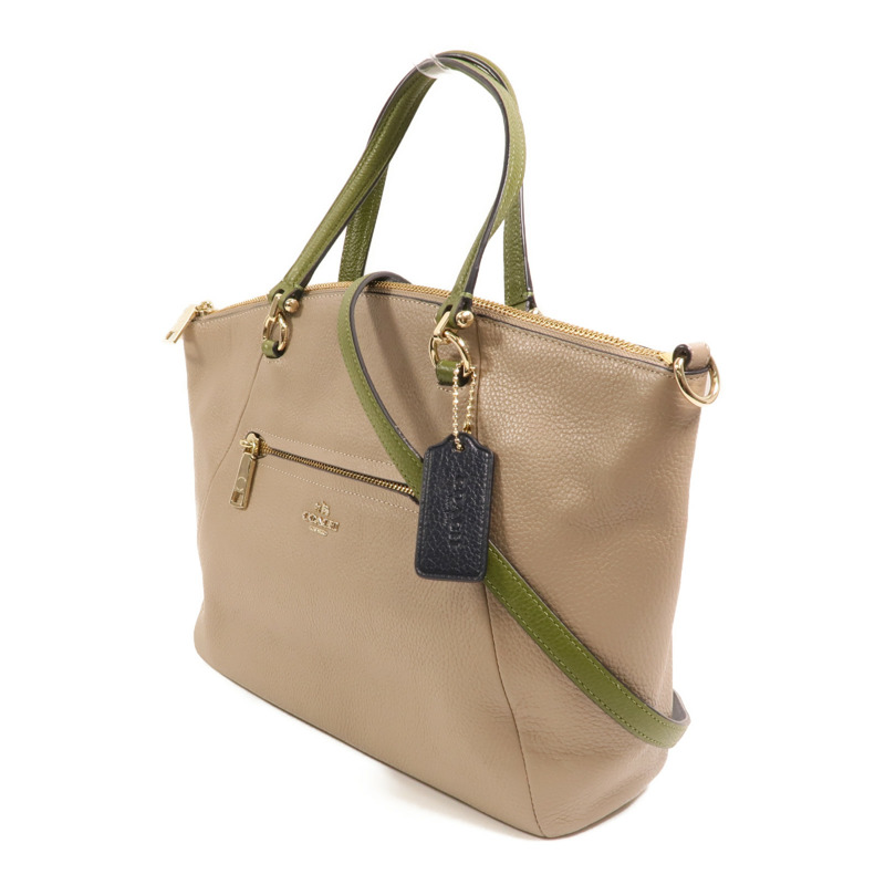 COACH 牛皮皮革2 Way Shoulder金扣手挽肩背兩用袋-2