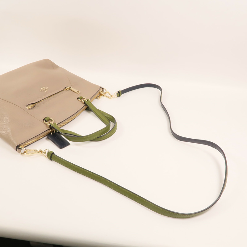 COACH 牛皮皮革2 Way Shoulder金扣手挽肩背兩用袋-7