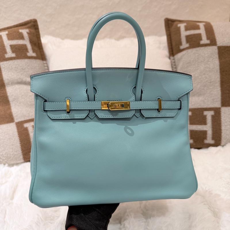 Birkin 25/ 馬卡龍藍 金扣/ T刻-0