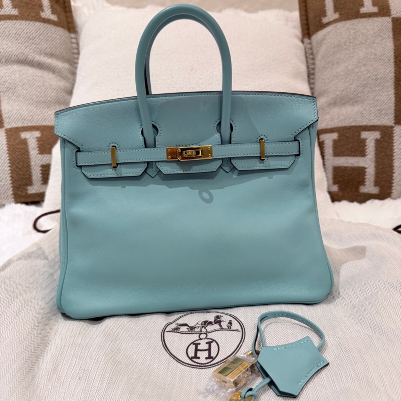 Birkin 25/ 馬卡龍藍 金扣/ T刻-4