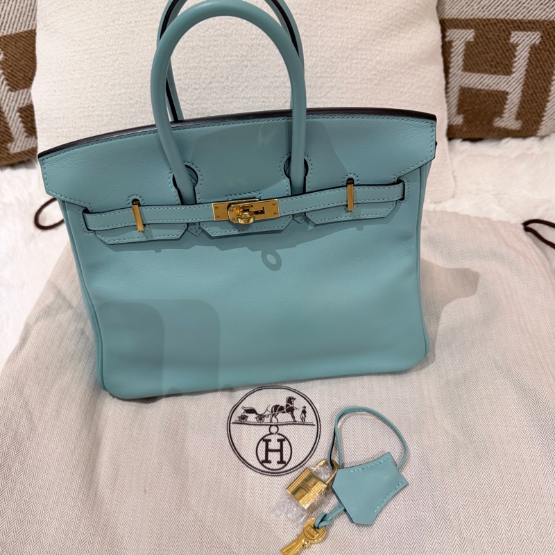 Birkin 25/ 馬卡龍藍 金扣/ T刻-5