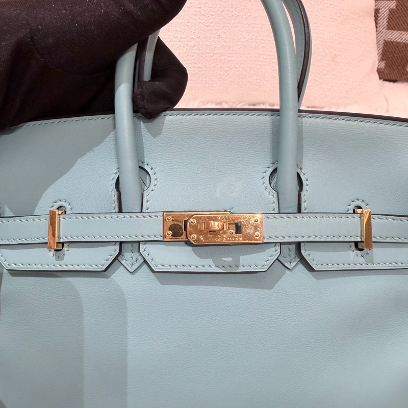 Birkin 25/ 馬卡龍藍 金扣/ T刻-12