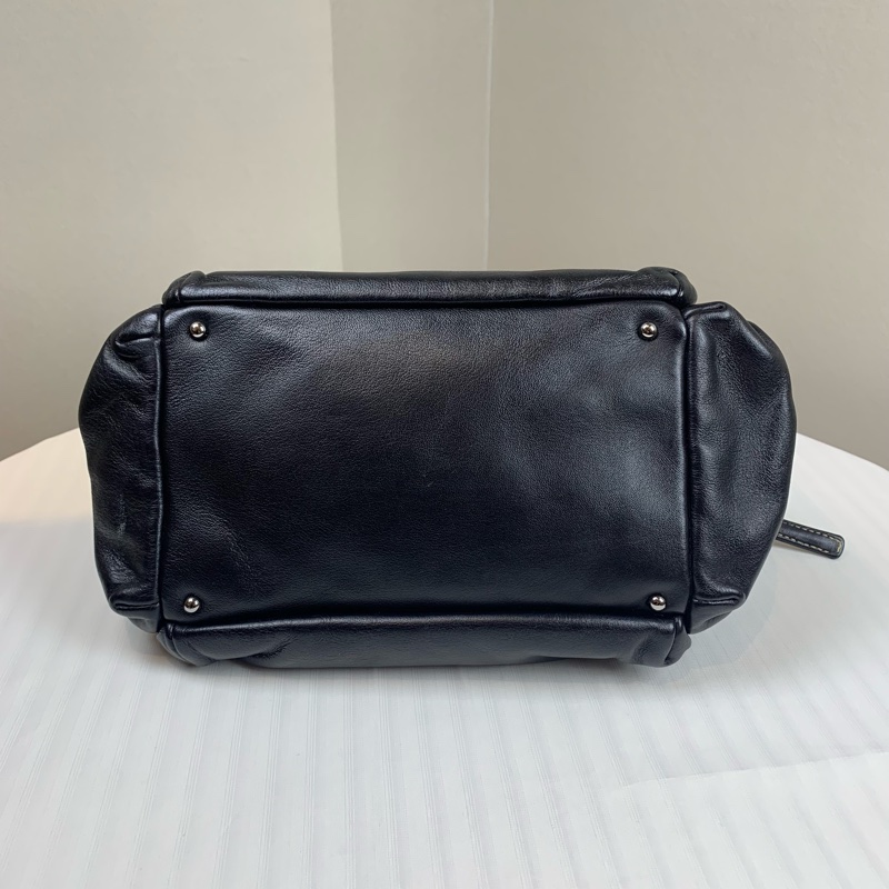 香奈兒/Chanel 中古銀扣黑色羊皮手風琴包 帥氣十足的機車包30x17x13cm-4