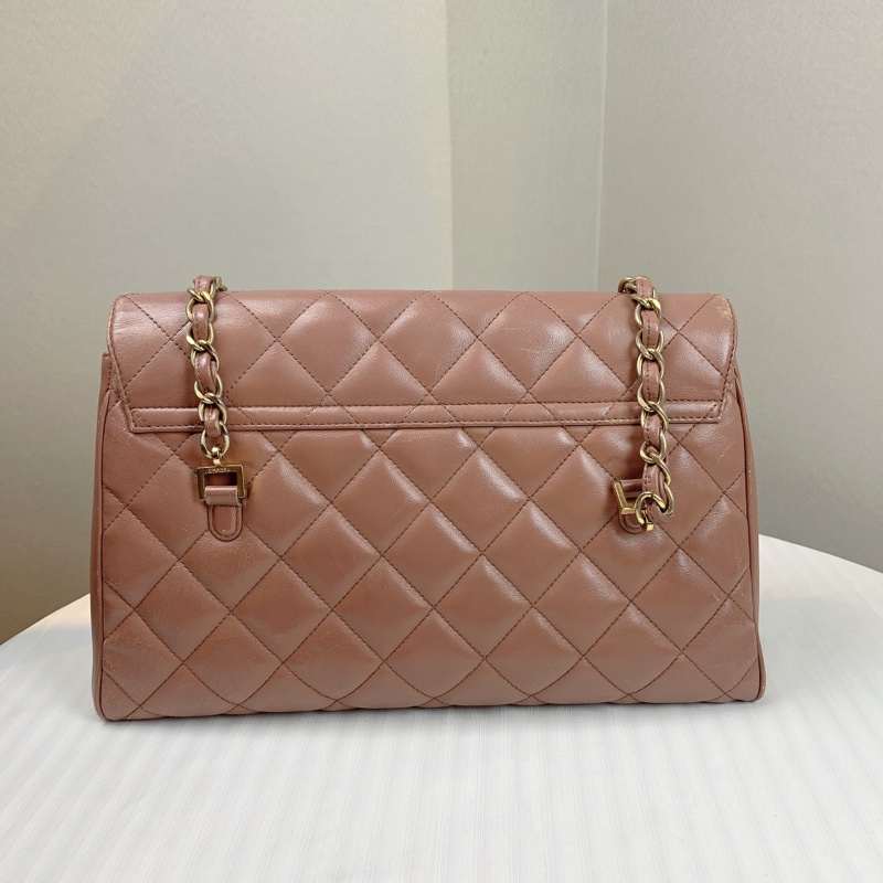 香奈兒/Chanel 金扣奶茶色CF口蓋包 顏色溫柔 有型不易撞款32x20x10cm-1