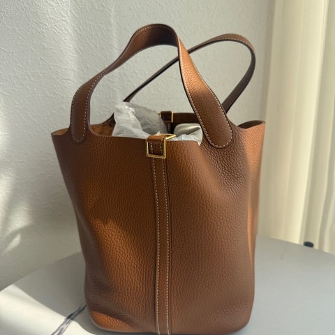 愛馬仕菜籃子金棕金22