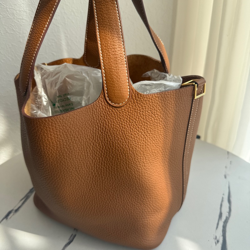 愛馬仕菜籃子金棕金22-1