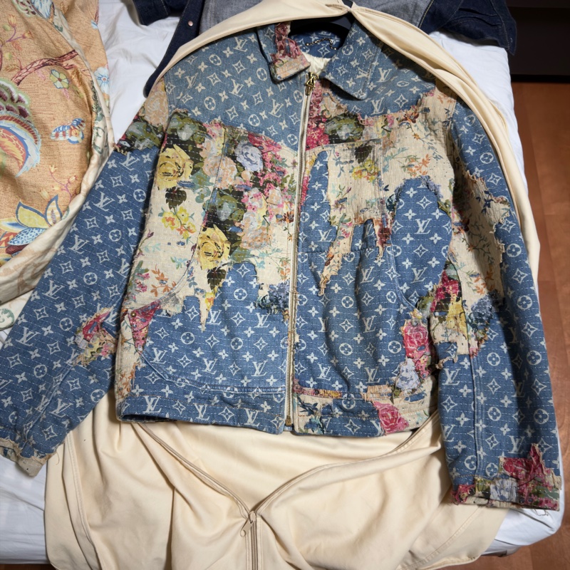 LV 花卉牛仔 真絲外套 牛仔外套 Boro外套 真絲 路易威登 外套-0