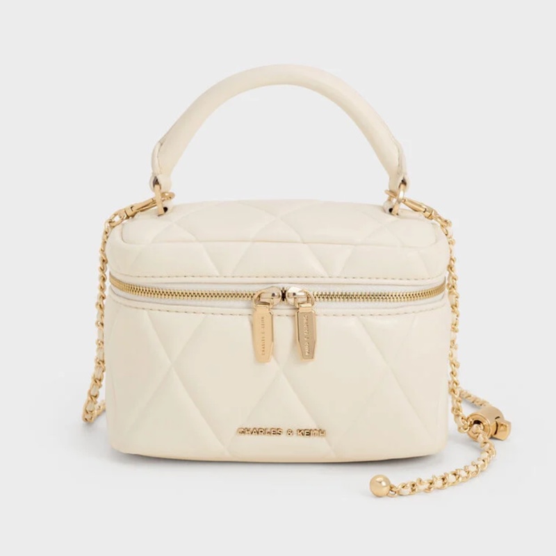 小CK  Arwen 菱格手提小包 - 奶油色-0