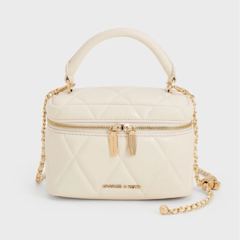 小CK  Arwen 菱格手提小包 - 奶油色-6