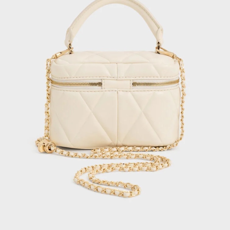 小CK  Arwen 菱格手提小包 - 奶油色-7