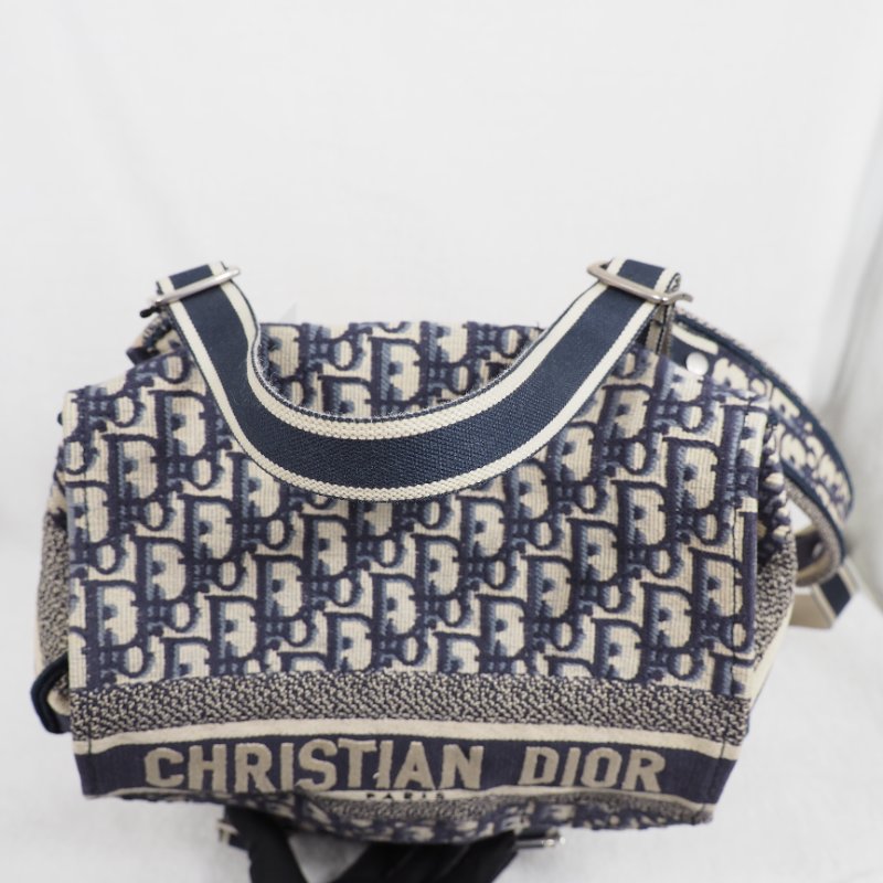 Christian Dior DiorCamp Oblique Backpack 迪奧藍色老花提花郵差背包雙肩包-8