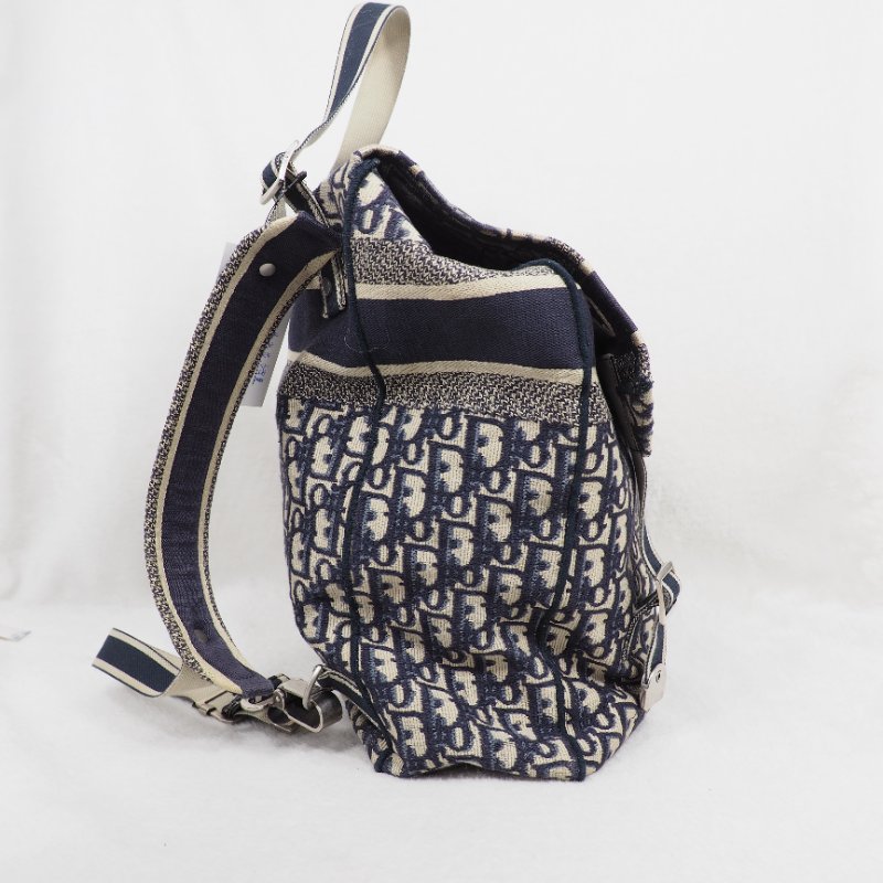 Christian Dior DiorCamp Oblique Backpack 迪奧藍色老花提花郵差背包雙肩包-10