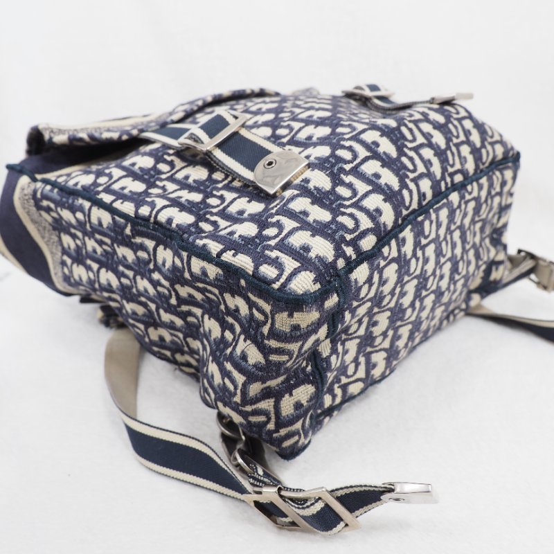 Christian Dior DiorCamp Oblique Backpack 迪奧藍色老花提花郵差背包雙肩包-12