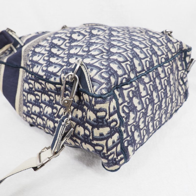 Christian Dior DiorCamp Oblique Backpack 迪奧藍色老花提花郵差背包雙肩包-15