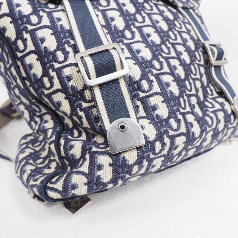 Christian Dior DiorCamp Oblique Backpack 迪奧藍色老花提花郵差背包雙肩包-24