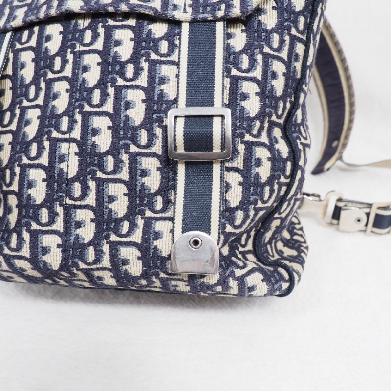 Christian Dior DiorCamp Oblique Backpack 迪奧藍色老花提花郵差背包雙肩包-25