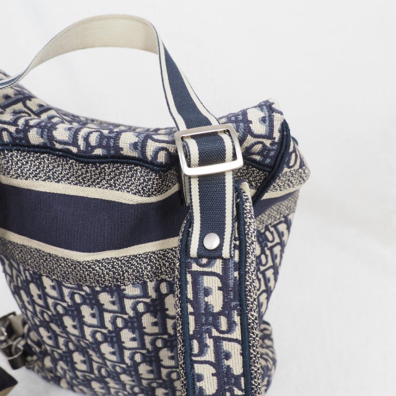 Christian Dior DiorCamp Oblique Backpack 迪奧藍色老花提花郵差背包雙肩包-27