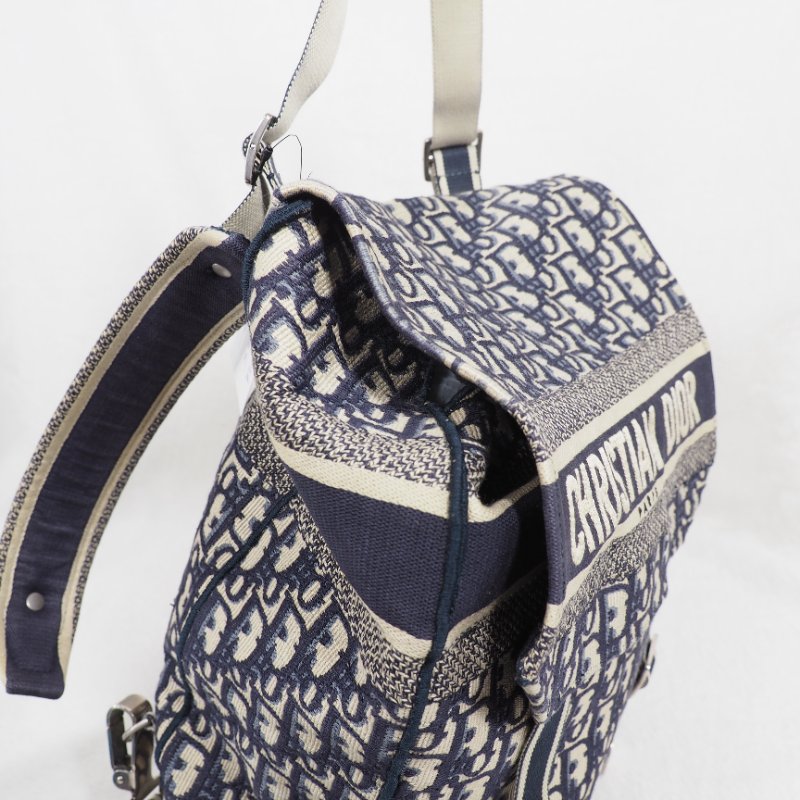 Christian Dior DiorCamp Oblique Backpack 迪奧藍色老花提花郵差背包雙肩包-30