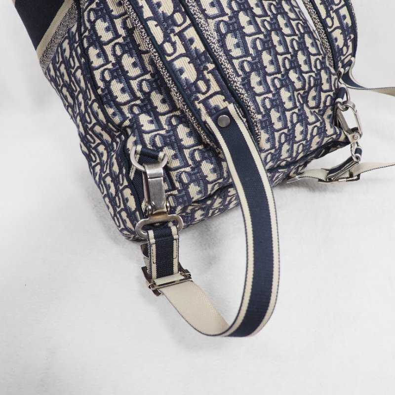 Christian Dior DiorCamp Oblique Backpack 迪奧藍色老花提花郵差背包雙肩包-32