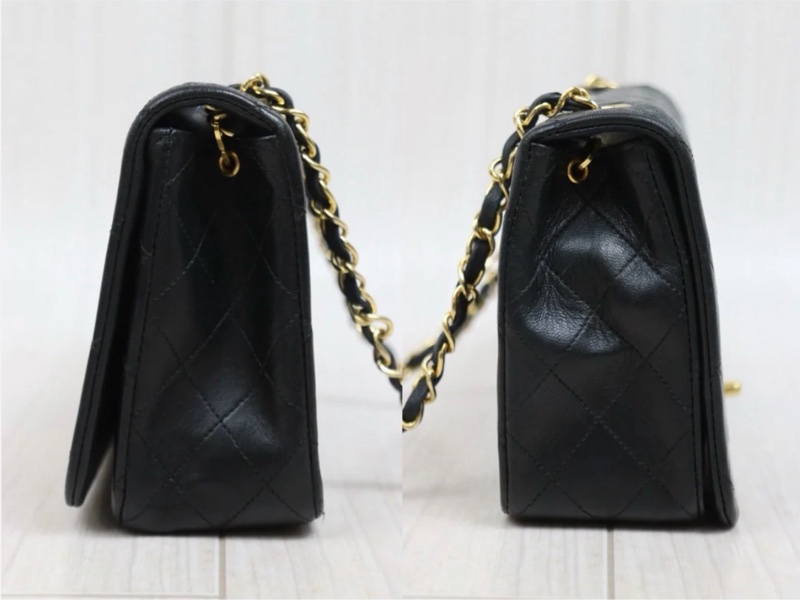 「JL精品代購」 9新 Chanel 香奈兒 黑金翻蓋羊皮鏈條單肩包-3