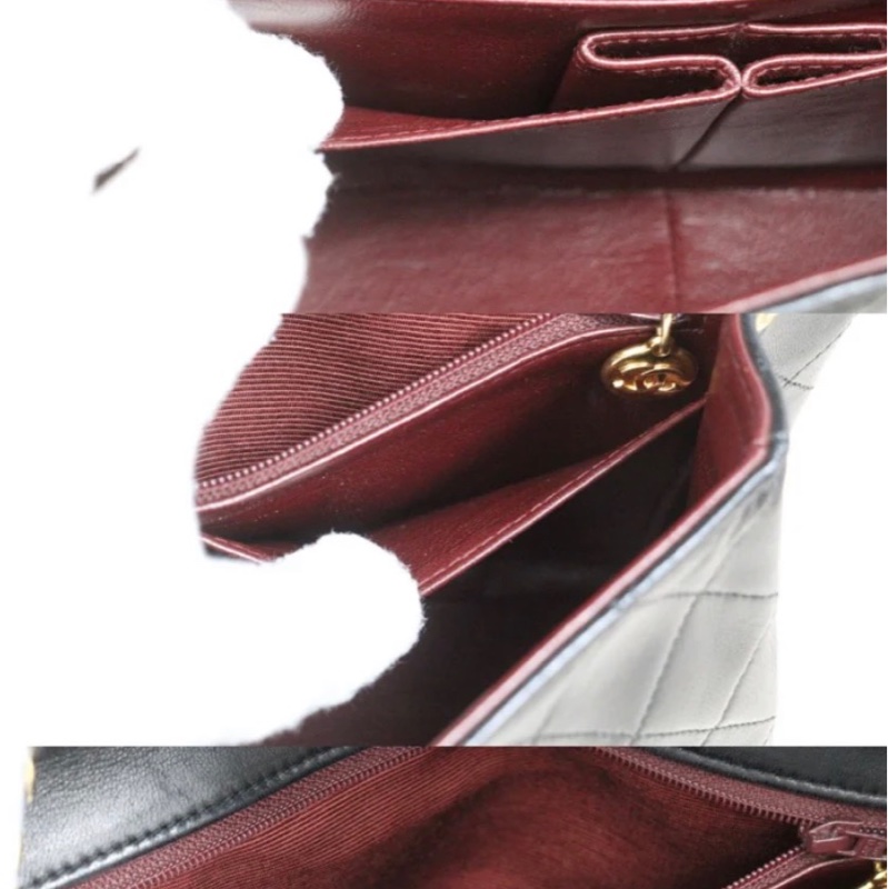 「JL精品代購」 9新 Chanel 香奈兒 黑金翻蓋羊皮鏈條單肩包-9